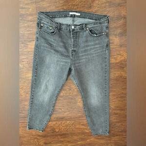 LEVI'S Wedgie Washed Black Skinny Jeans Cropped Ankle Button Fly 20W
